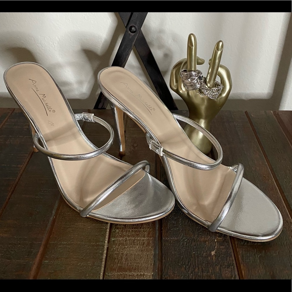 Anne Michelle| Silver High Heel Open Toe| Size 10